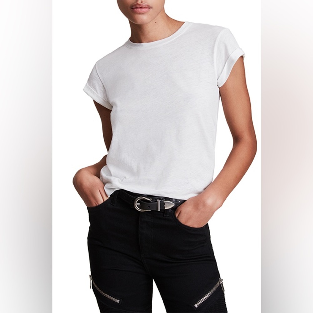 All Saints Anna Crew Neck Short Sleeve T-Shirt White Tee
